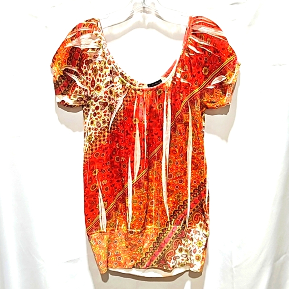 Fang Multi-Colored  Sheer Top Sz Medium